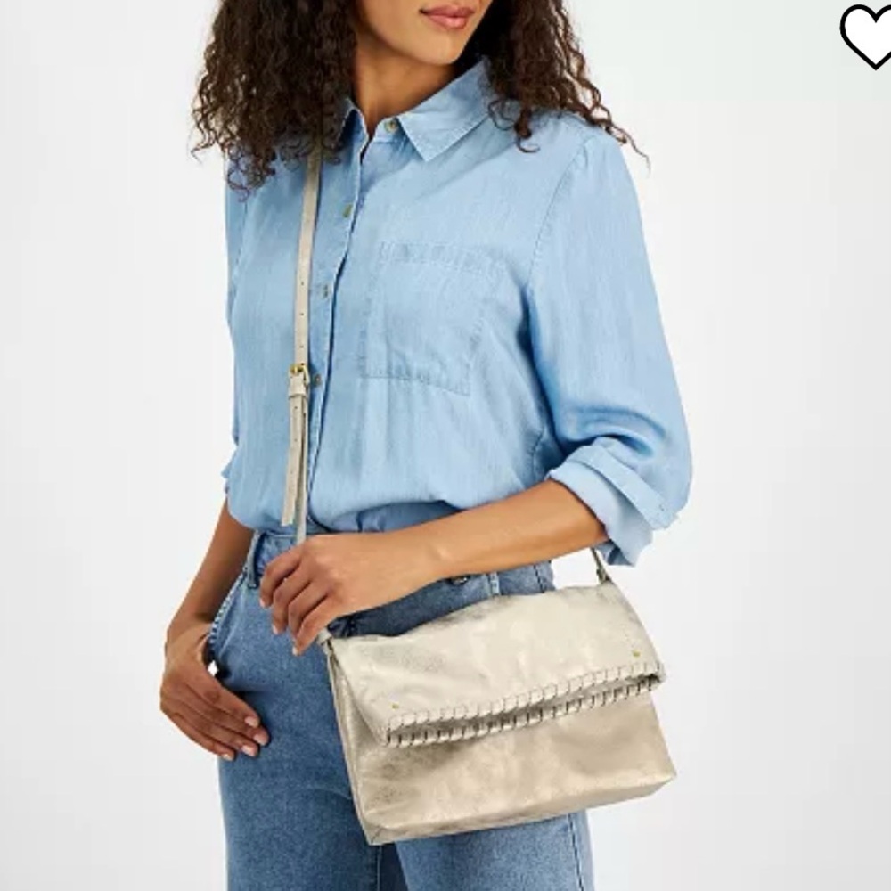 Macys Style & Co
Whipstitch East West Flap Crossbody bag. Muted crystal gold NWT